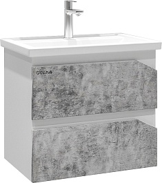 Grossman Мебель для ванной Инлайн 60 подвесная белая/бетон – фотография-4